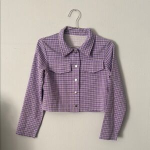 Purple Plaid Cropped Jacket